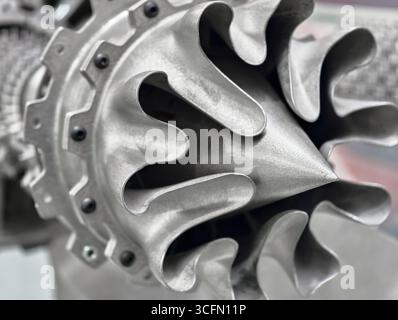 Metal additive manufacturing component showcasing advanced 3D printing technology for intricate product design and precise engineering Stock Photo