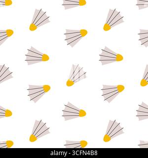 Pattern featuring shuttlecocks in a playful arrangement on a white background Stock Vector