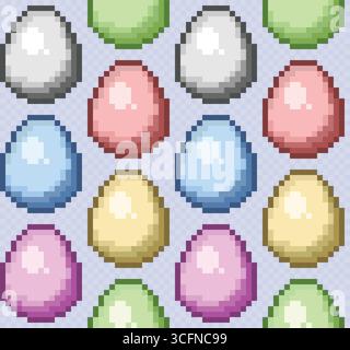 Seamless background with colored pixel eggs. Stock Vector