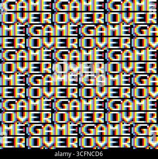 The seamless pixel background with text. Stock Vector