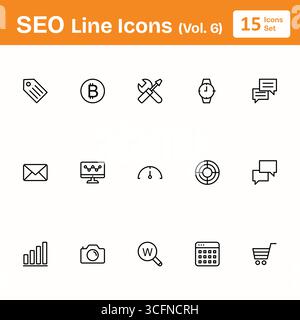 SEO Line Icons (Vol. 6) Stock Vector