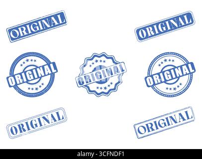 A Collection of Original Rubber Stamps and Seals Stock Vector
