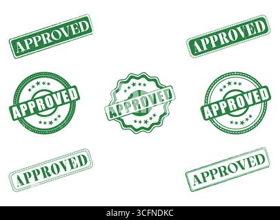 A Collection of Approved Rubber Stamps and Seals Stock Vector