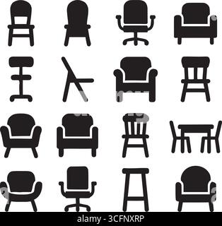 Modern Chair and Seating Vector Icons Stock Vector