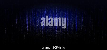Binary Code Background Falling Digital Data Streams Blue Matrix Patter. Futuristic Technology texture BG For Cyber, Hacking, Data Science, Machine Stock Vector