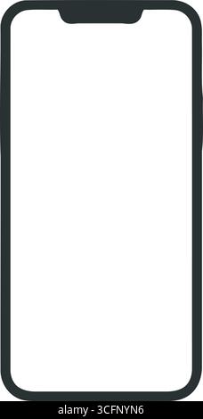 Minimalist Smartphone Screen Outline Template, Blank Mobile Phone Display Mockup Vector PNG Stock Vector
