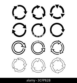 A comprehensive collection showcasing different Circular Arrows and Refresh Symbols design elements Stock Vector