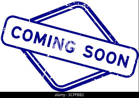 Grunge blue coming soon word rubber seal stamp on white background Stock Vector