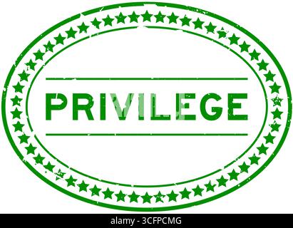 Grunge green privilege word oval seal stamp on white background Stock Vector