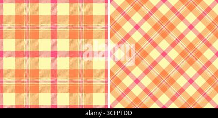 Two vibrant, seamless plaid patterns offer versatility for textile design, backgrounds, or digital art. Warm hues evoke a sense of comfort and style. Stock Vector