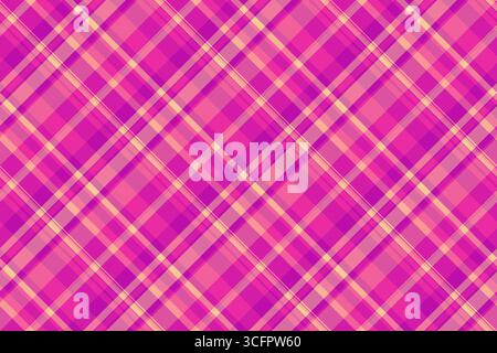Periodic plaid textile tartan, regular background texture fabric. Hounds tooth seamless pattern check vector in pink and red colors palette. Stock Vector