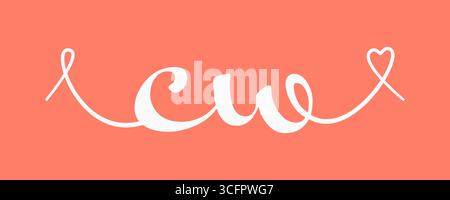 CW initial wedding monogram calligraphy vector illustration. Hand drawn lettering c and w love logo design for valentines day poster, greeting card, p Stock Vector