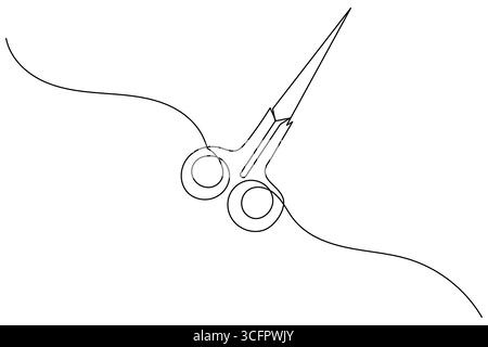 Scissors continuous one line drawing minimalist outline vector illustration Stock Vector