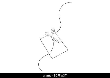 Scissors continuous one line drawing minimalist outline vector illustration Stock Vector