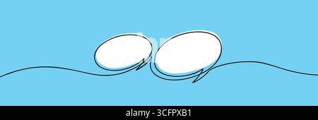 Continuous line drawing speech bubbles with blue background abstract illustration Stock Vector