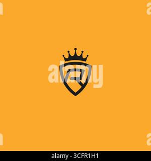 Royal R crown logo icon flat vector design Stock Vector
