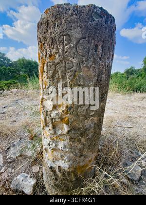 Archaeological Roman Milestone Marker Carved With Latin Letters Archaeological Roman Milestone Marker Carved With Latin Letters
