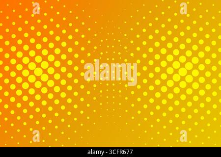 Abstract background halftone yellow circle pattern on gradient orange background, vector illustration Stock Vector