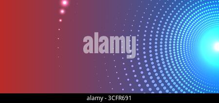 Colorful abstract background with spiral dotted light pattern, blending red, purple and blue tones in a modern gradient style, vector illustration Stock Vector