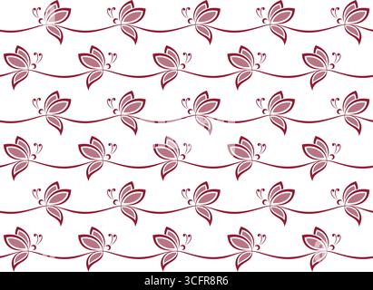 The seamless background with red butterflies. Stock Vector