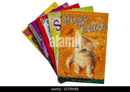 Selection of childrens paperback books with Magic Kitten book Moonlight Mischief by Sue Bentley isolated on white background Stock Photo