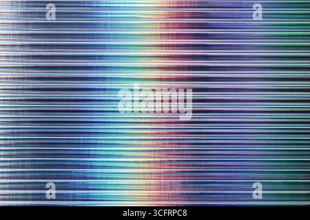 Iridescent gradient ribbed glass background, horizontal abstract texture Stock Photo