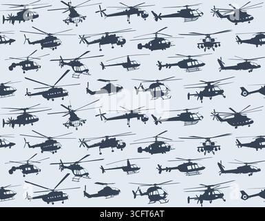 The seamless background with helicopters. Stock Vector