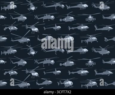 The seamless background with helicopters. Stock Vector