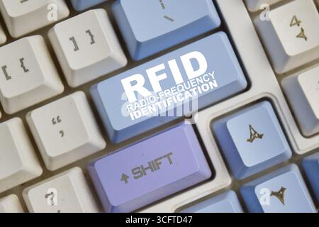 RFID - Radio-frequency identification on the button keyboard Stock Photo