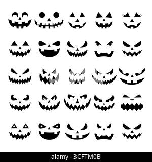 Jack O'Lanterns Pumpkin Faces Bundle Halloween Pumpkin Faces, Pumpkin Instant Digital Stock Vector