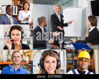 Screen of video call between diverse people managers Stock Photo