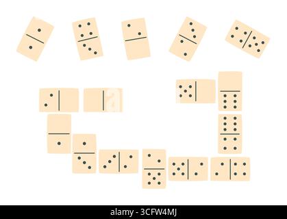Flat Cartoon Domino Game Sticker Stock Vector