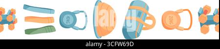 Colorful Seamless Gym Border Pattern Stock Vector