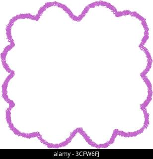 Groovy Scallop Crayon Wavy Rectangle Border Stock Vector