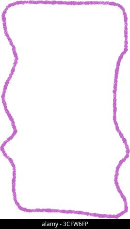 Purple Chalk Squiggle Rectangle Outline Frame Stock Vector