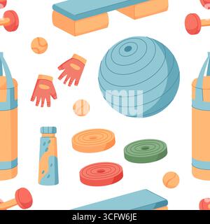 Colorful Seamless Fitness Pattern Stock Vector