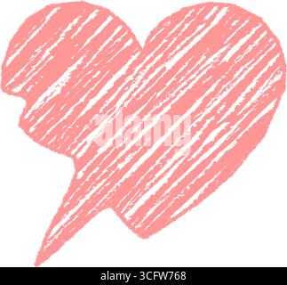 Pink Crayon Squiggle Heart Speech Bubble Stock Vector