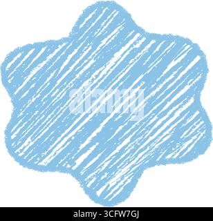 Groovy Wavy Blue Crayon Scallop Frame Stock Vector