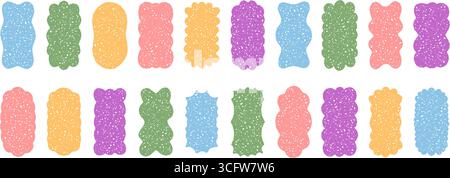 Groovy Colorful Crayon Rectangle Border Set Stock Vector