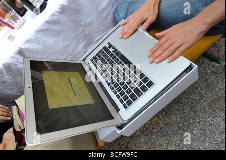 a laptop or notebook, mobile computer device with screen and rechargeable battery a laptop or notebook, mobile computer Stock Photo