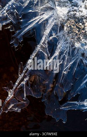 North America; United States; Alaska; Spring; Ice; Stream; Patterns Stock Photo
