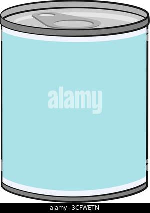 A tin can of canned food with a ring pull top and blue label vector Stock Vector