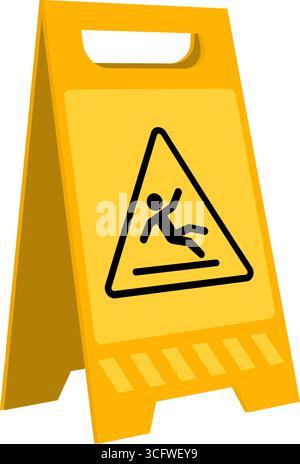 Yellow and black A frame wet floor cleaning warning sign vector Stock Vector