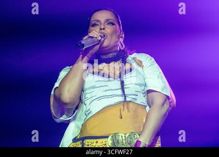 Manchester, UK. 24 August, 2025. Nelly Furtado sings at Mayfield depot. Manchester Pride 2025. Manchester  UK. Picture credit garyroberts/worldwidefeatures.com Credit: GaryRobertsphotography/Alamy Live News Stock Photo