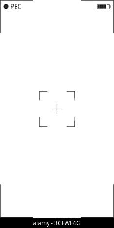 Video camera or smartphone vertical viewfinder overlay frame with blank recording screen display as an isolated vector Stock Vector
