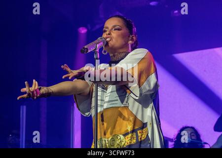 Manchester, UK. 24 August, 2025. Nelly Furtado sings at Mayfield depot. Manchester Pride 2025. Manchester  UK. Picture credit garyroberts/worldwidefeatures.com Credit: GaryRobertsphotography/Alamy Live News Stock Photo