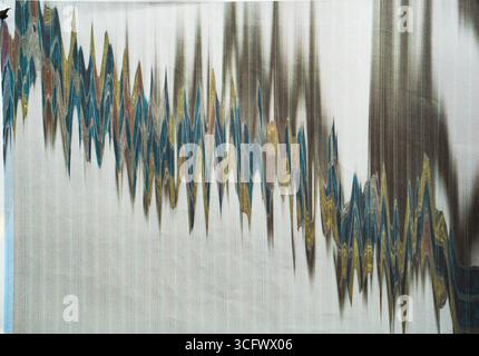 Abstract Descending graph shape created by photocopy art technique on paper Stock Photo