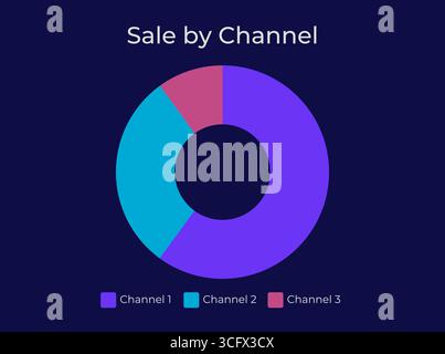 Sales distribution by channel dark slide chart Stock Vector
