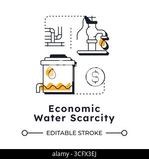 Economic water scarcity modern linear concept icon Stock Vector