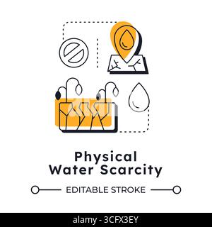 Physical water scarcity modern linear concept icon Stock Vector